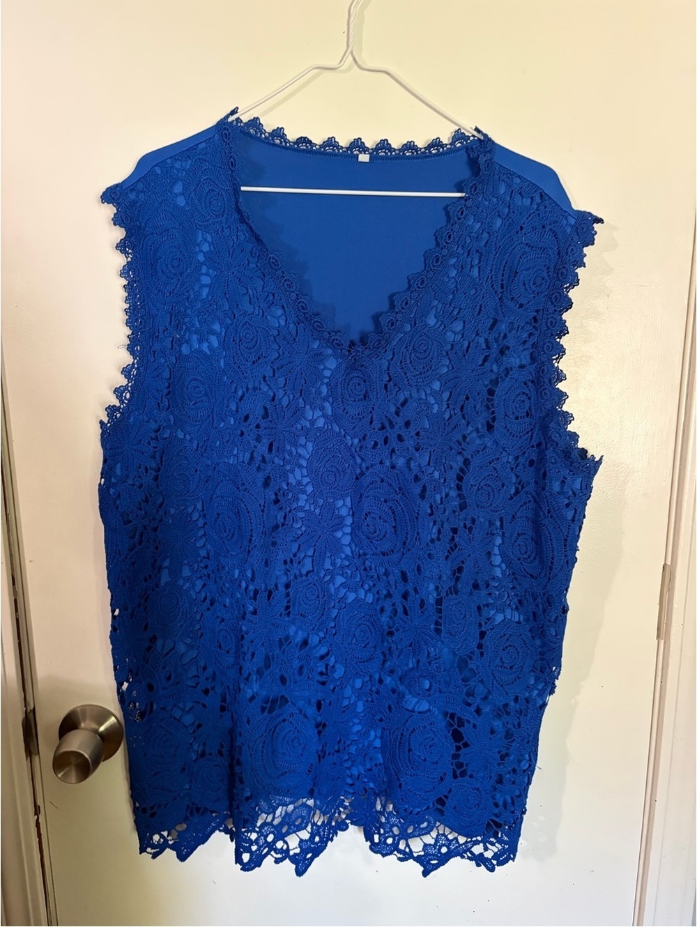 Women’s Unbranded 3XL Sleeveless Blue Lace Overlay V-Neck Top Tote15